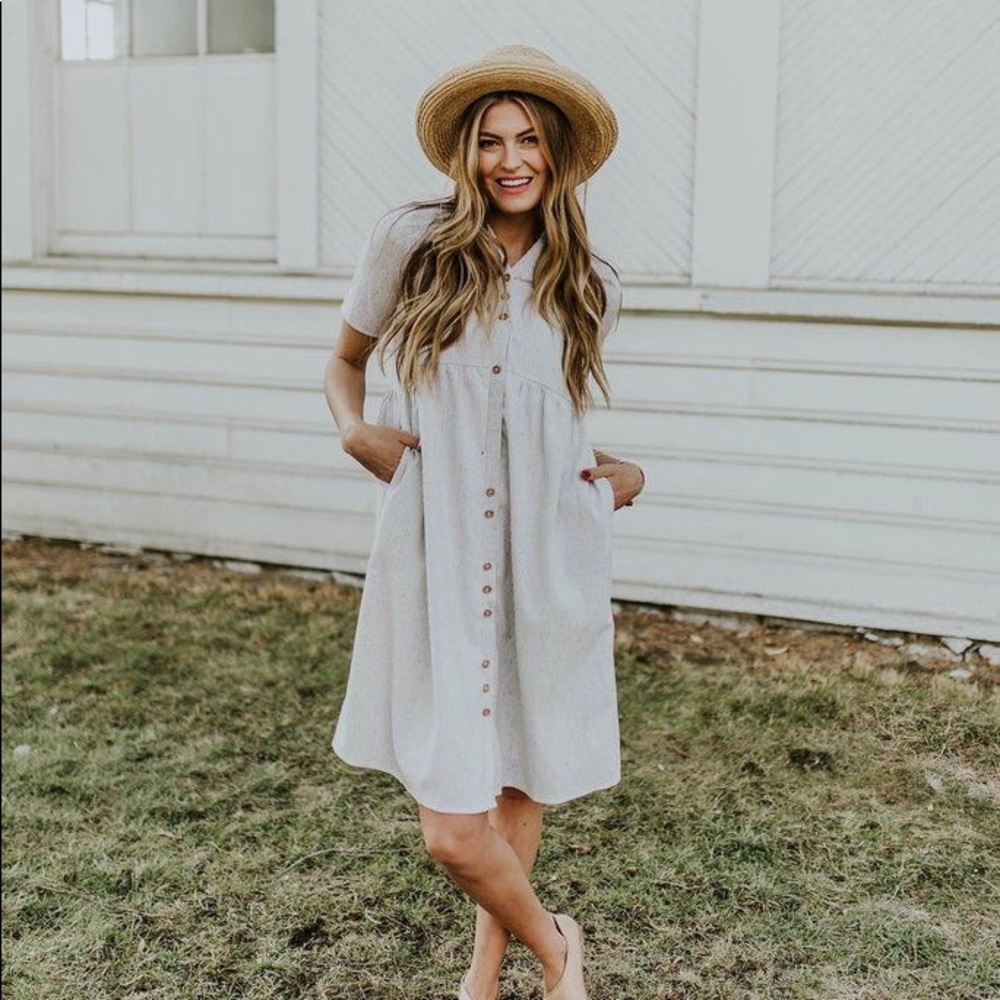 ROOLEE Clemens Woven dress in Almond
